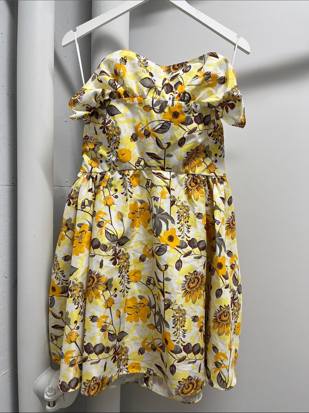 Kika Vargas Yellow Floral Off-Shoulder Sundress